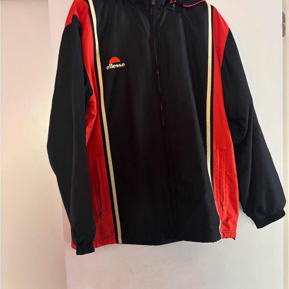 Ellesse Black and Red Windbreaker Athletic Jacket